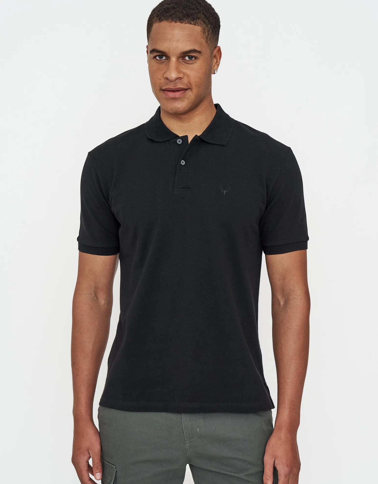 Pique Short Sleeve Polo in Black