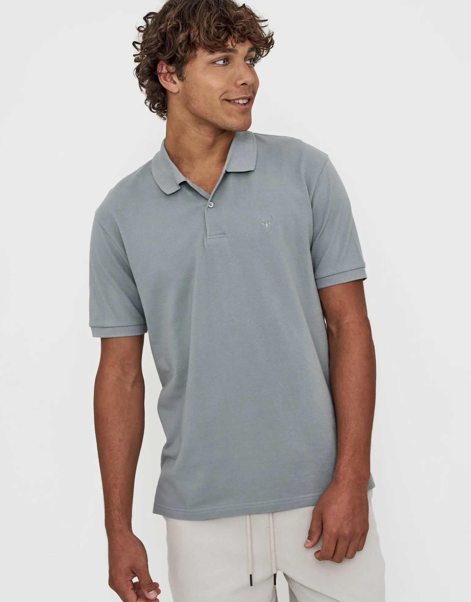 Pique Short Sleeve Polo in Blue Mist