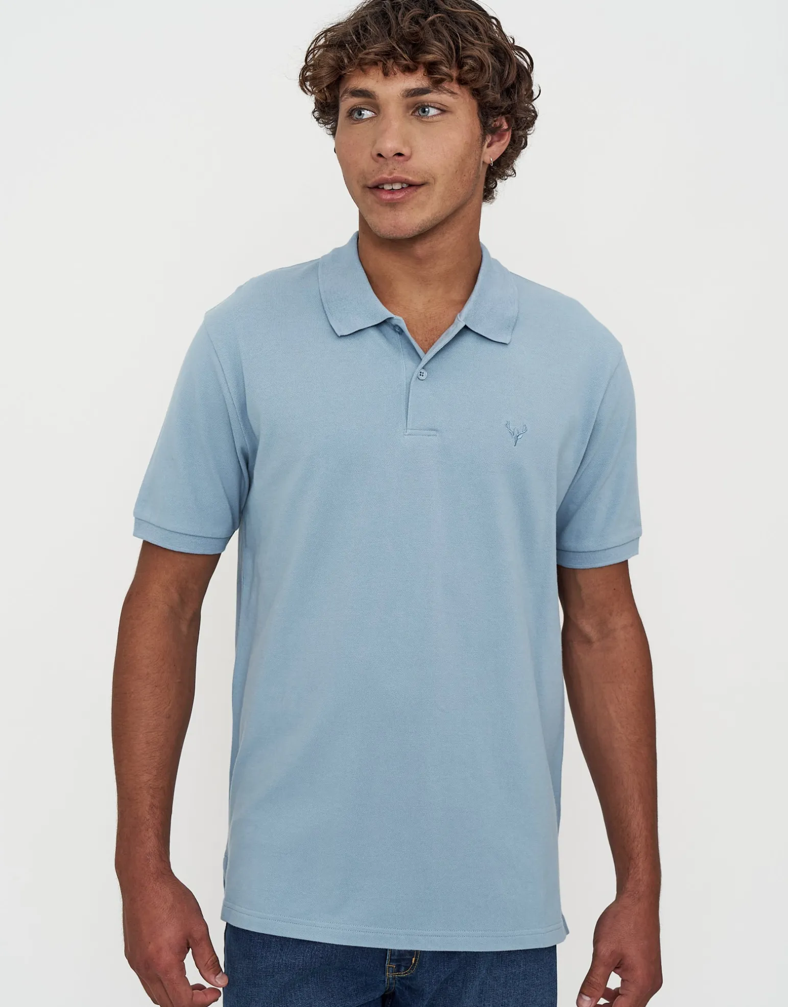Pique Short Sleeve Polo in Blue Mist