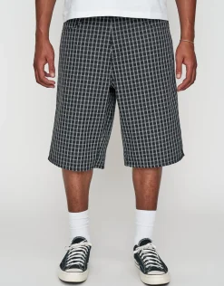 Plaid Baggy Fit Jorts in Black