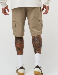 Plain Regular Fit Cargo Shorts in Bone