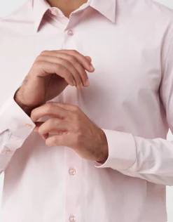 Plain Stretch Slim Fit Dress Shirt in Light Pink