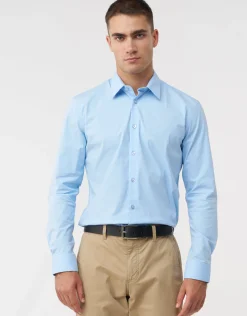Plain Stretch Slim Fit Dress Shirt in Light Pink
