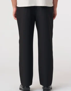 Pleated Elastic Waist Pants in Black