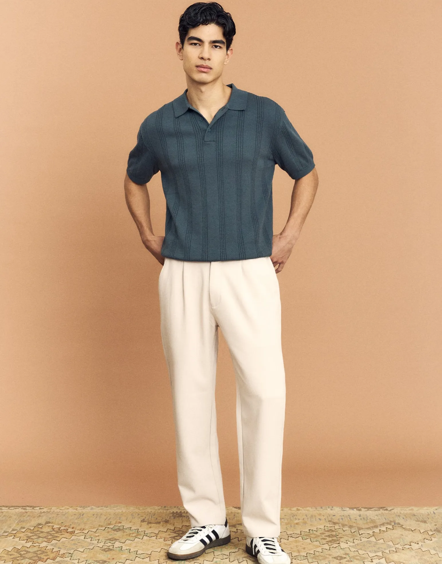 Pleated Elastic Waist Pants in Beige