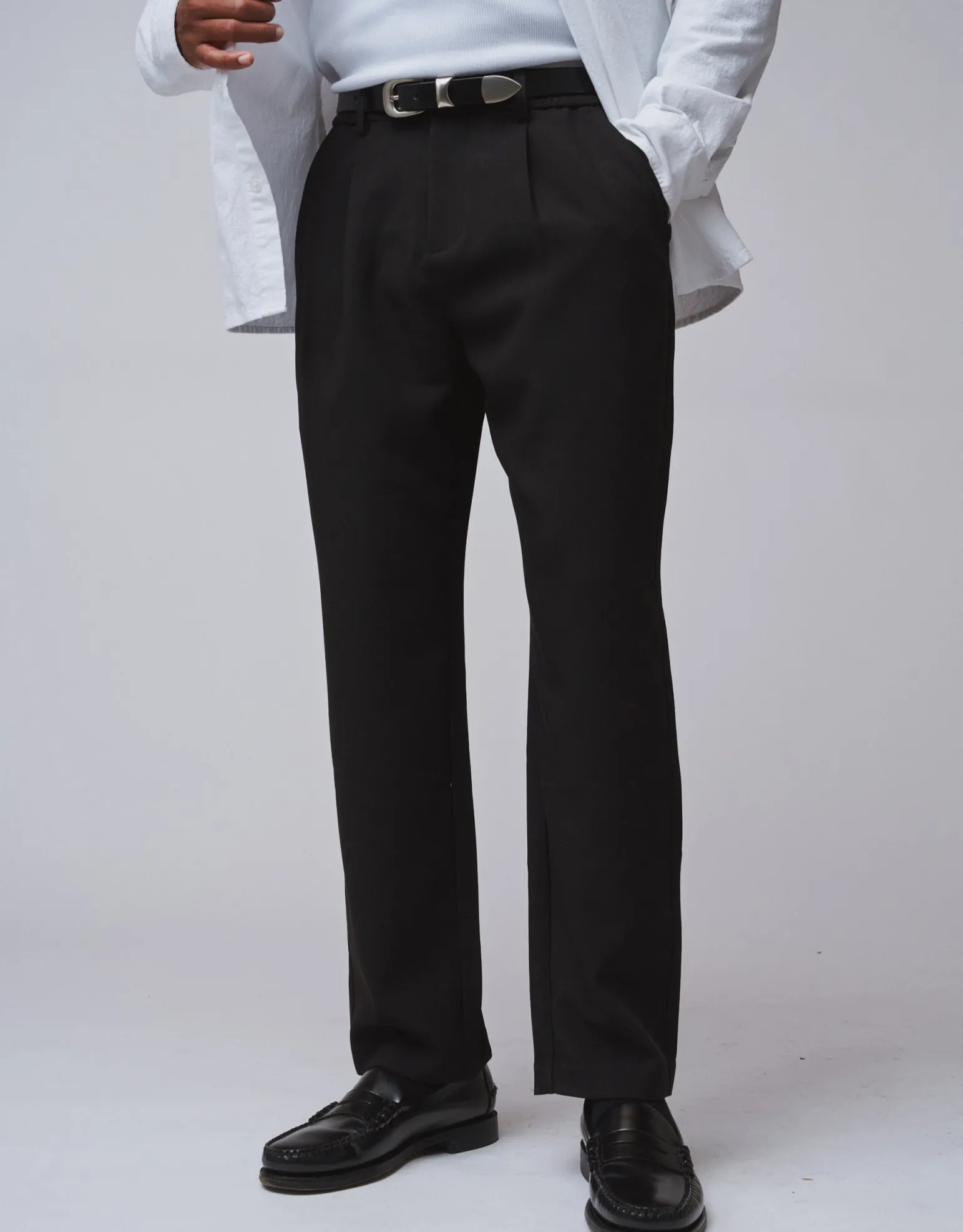 Pleated Elastic Waist Pants in Beige