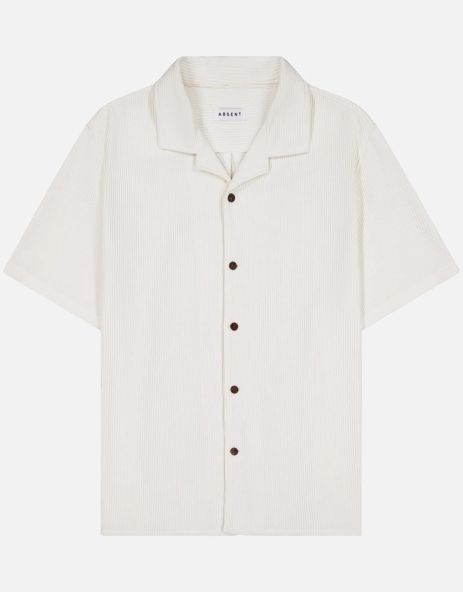 Plisse Pleated Relaxed Short Sleeve Shirt in Putty Grey