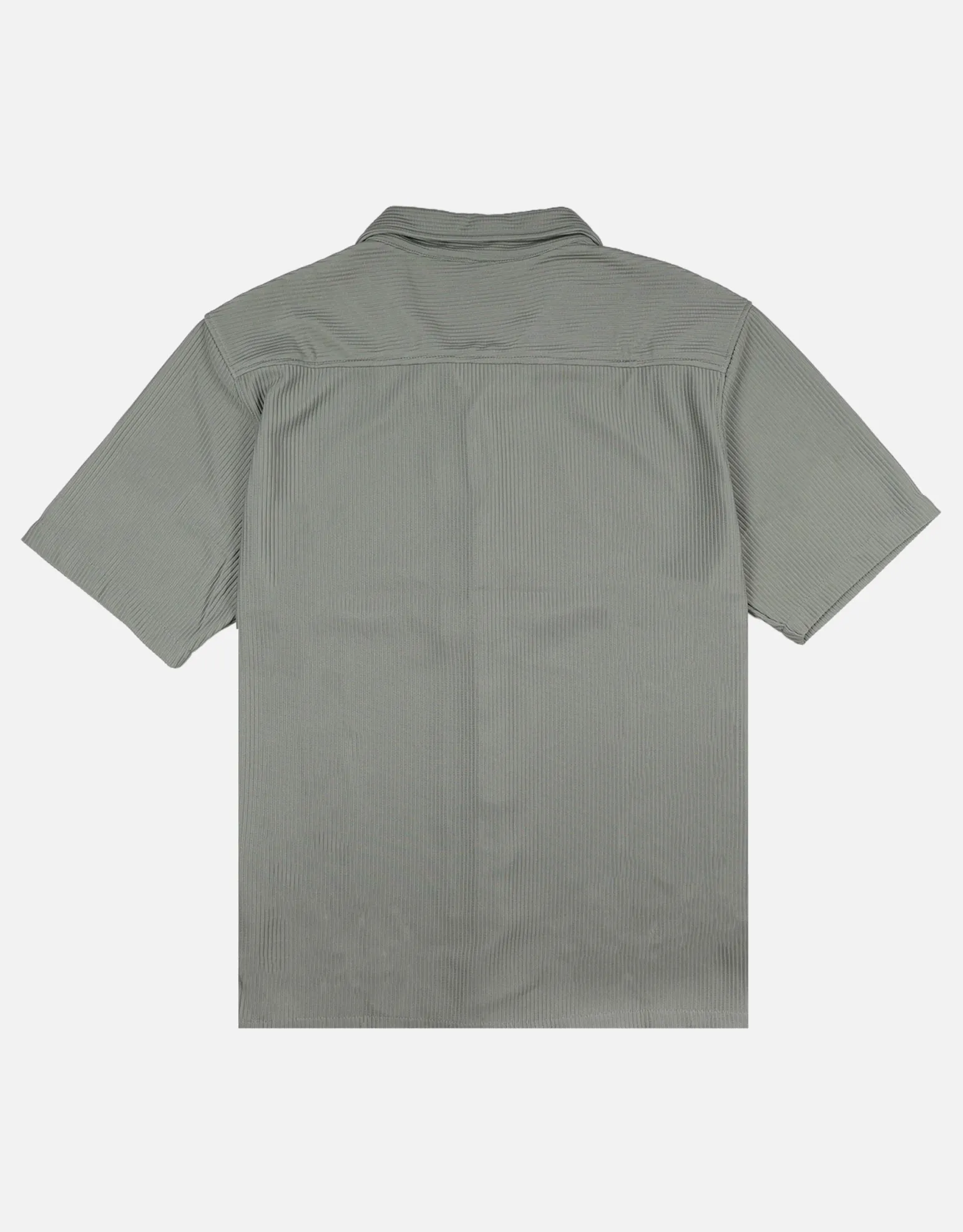 Plisse Pleated Relaxed Short Sleeve Shirt in Putty Grey