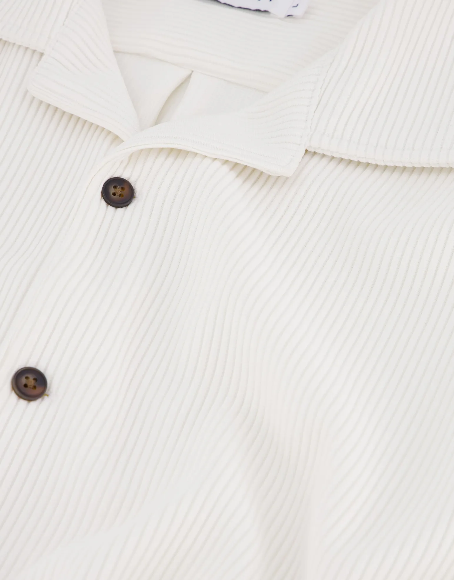 Plisse Pleated Relaxed Short Sleeve Shirt in Off White
