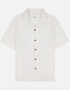 Plisse Pleated Relaxed Short Sleeve Shirt in Black
