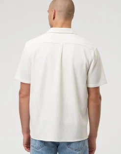 Plisse Pleated Relaxed Short Sleeve Shirt in Black