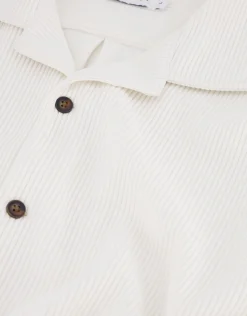 Plisse Pleated Relaxed Short Sleeve Shirt in Black