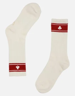 Poker Crew Sport Socks in Cream/red