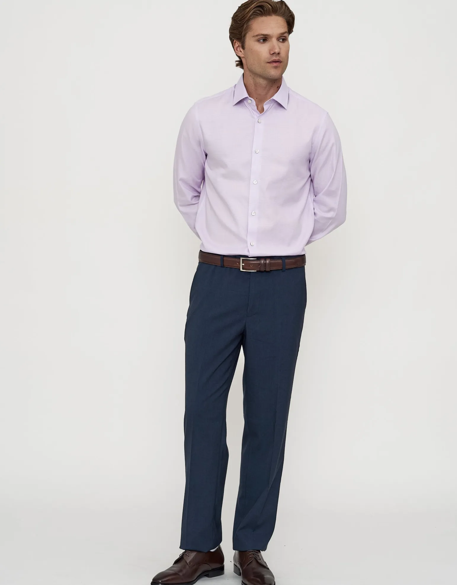Puppytooth Long Sleeve Dress Shirt in Lilac