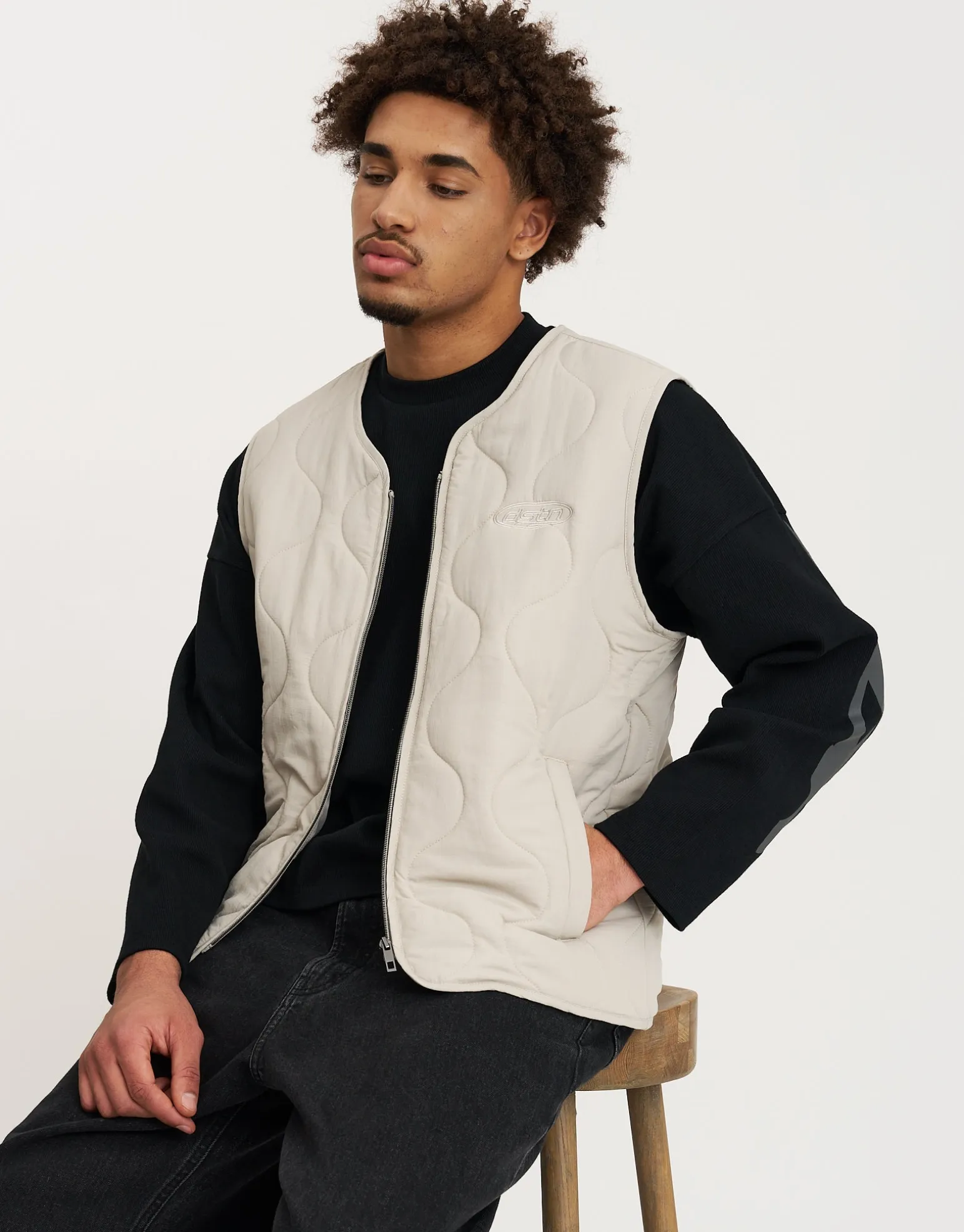 Quilted Vest in Stone