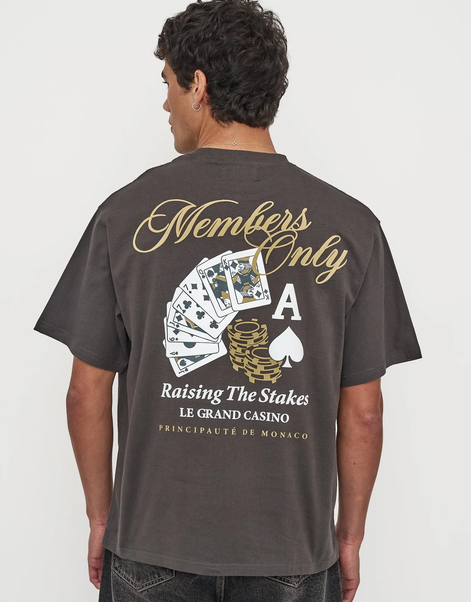 Raising Stakes Relaxed Fit T Shirt in Pewter Grey