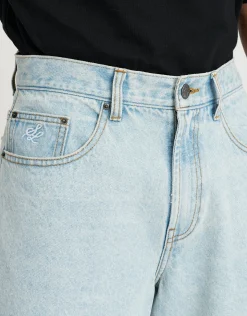 Raw Edge Denim Jort in Vintage Light Blue