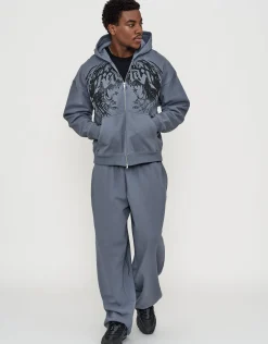 Redstar Oversized Zip Up Hoodie in Storm Grey