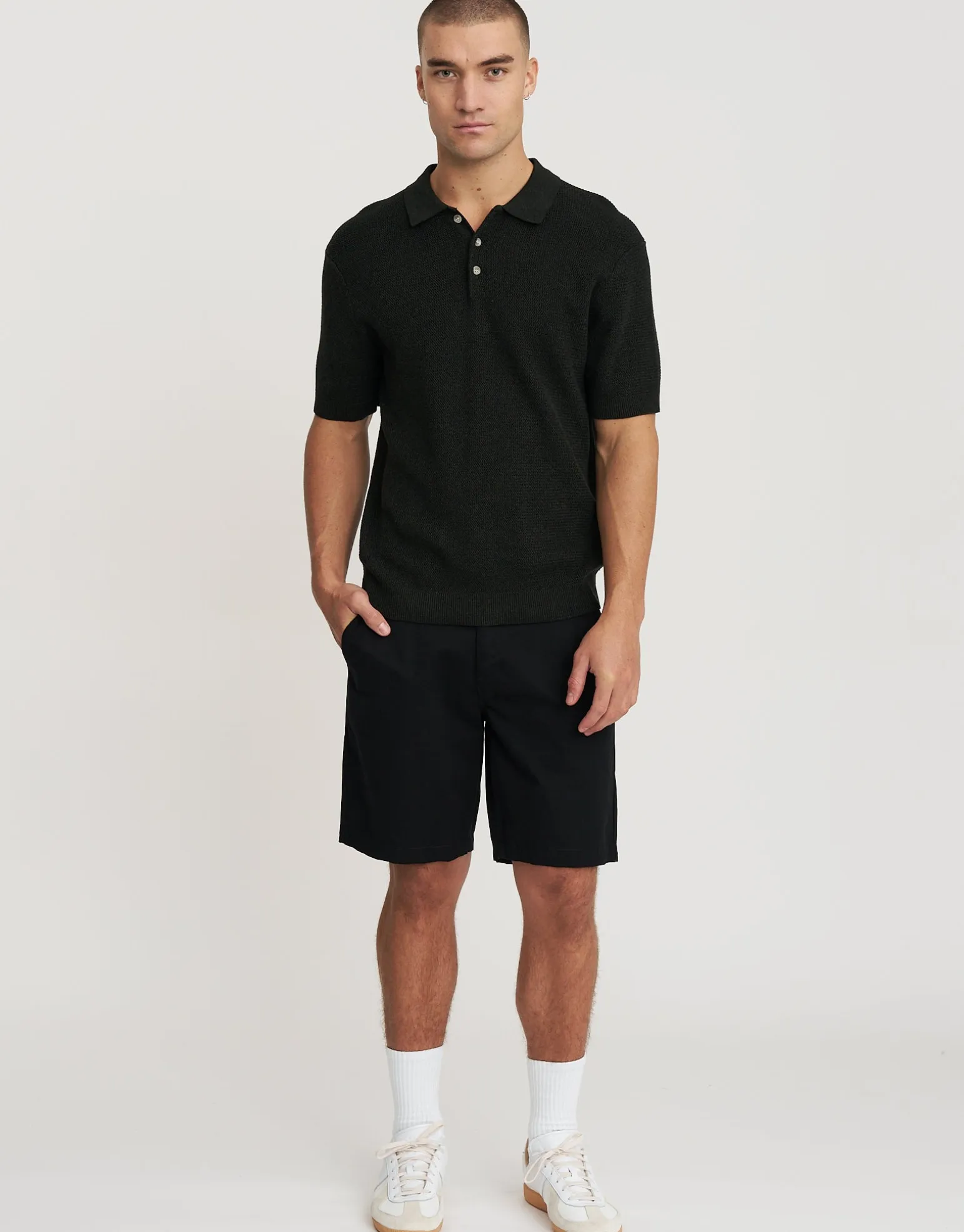 Regular Fit Stretch Chino Shorts in Navy