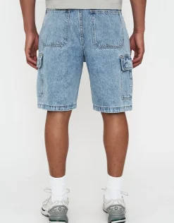 Relaxed Fit Cargo Jorts in Cloud White