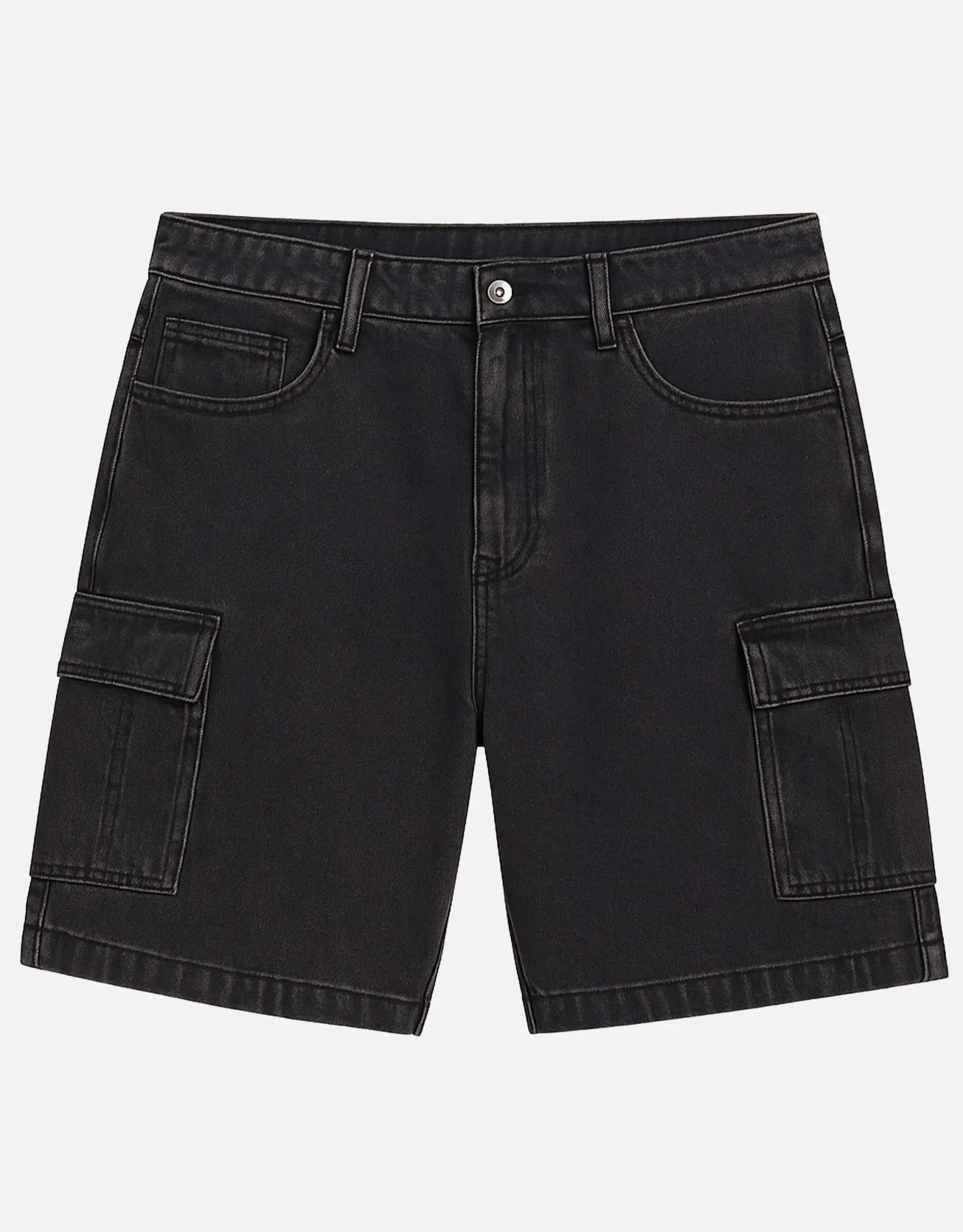 Relaxed Fit Cargo Jorts in Cloud White