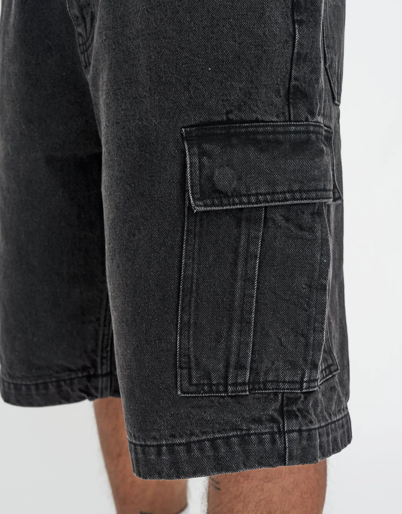 Relaxed Fit Cargo Jorts in Cloud White