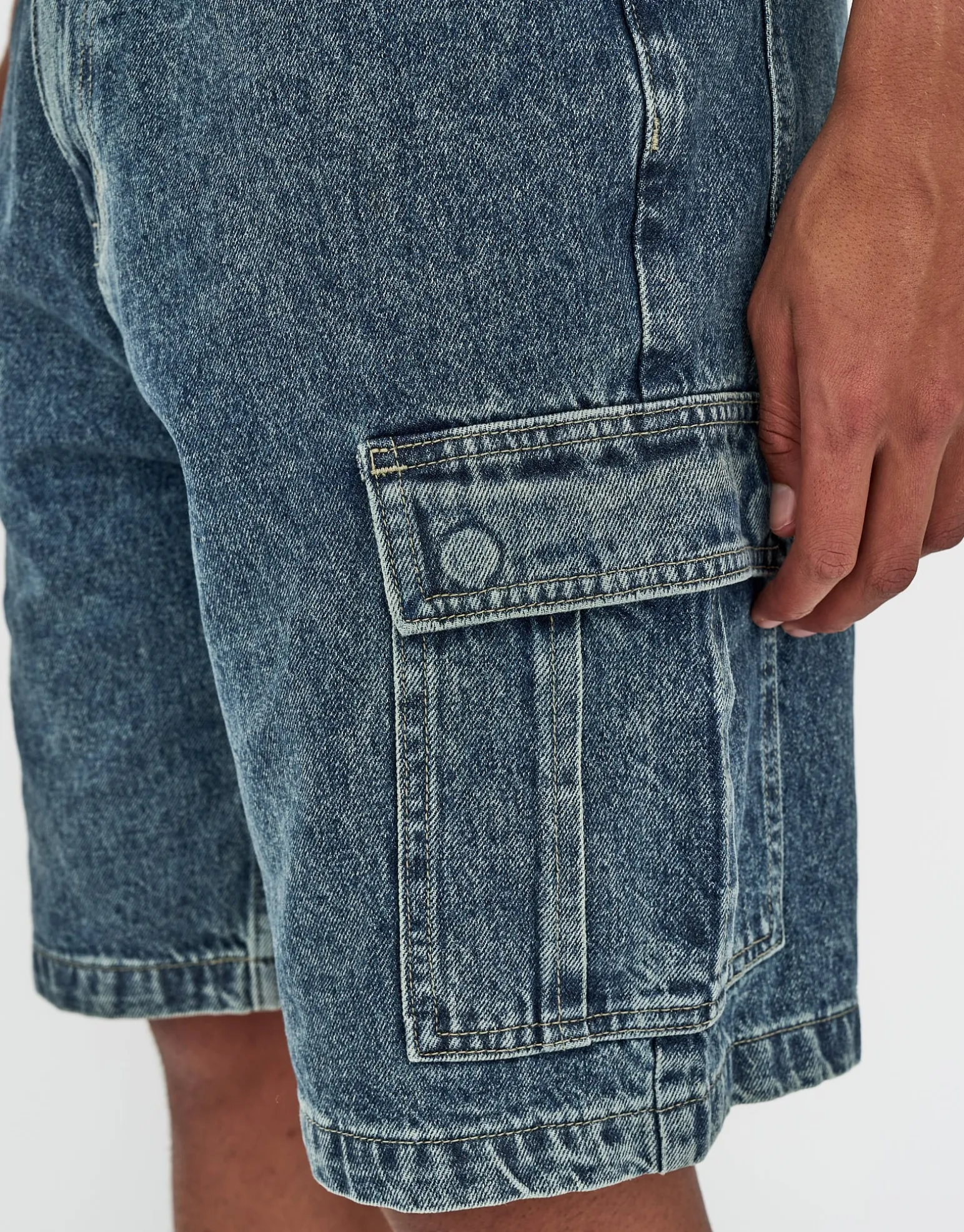 Relaxed Fit Cargo Jorts in Cloud White