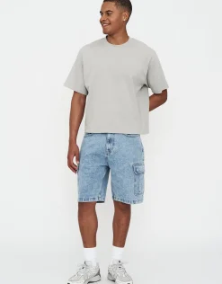 Relaxed Fit Cargo Jorts in Sun Washed Blue