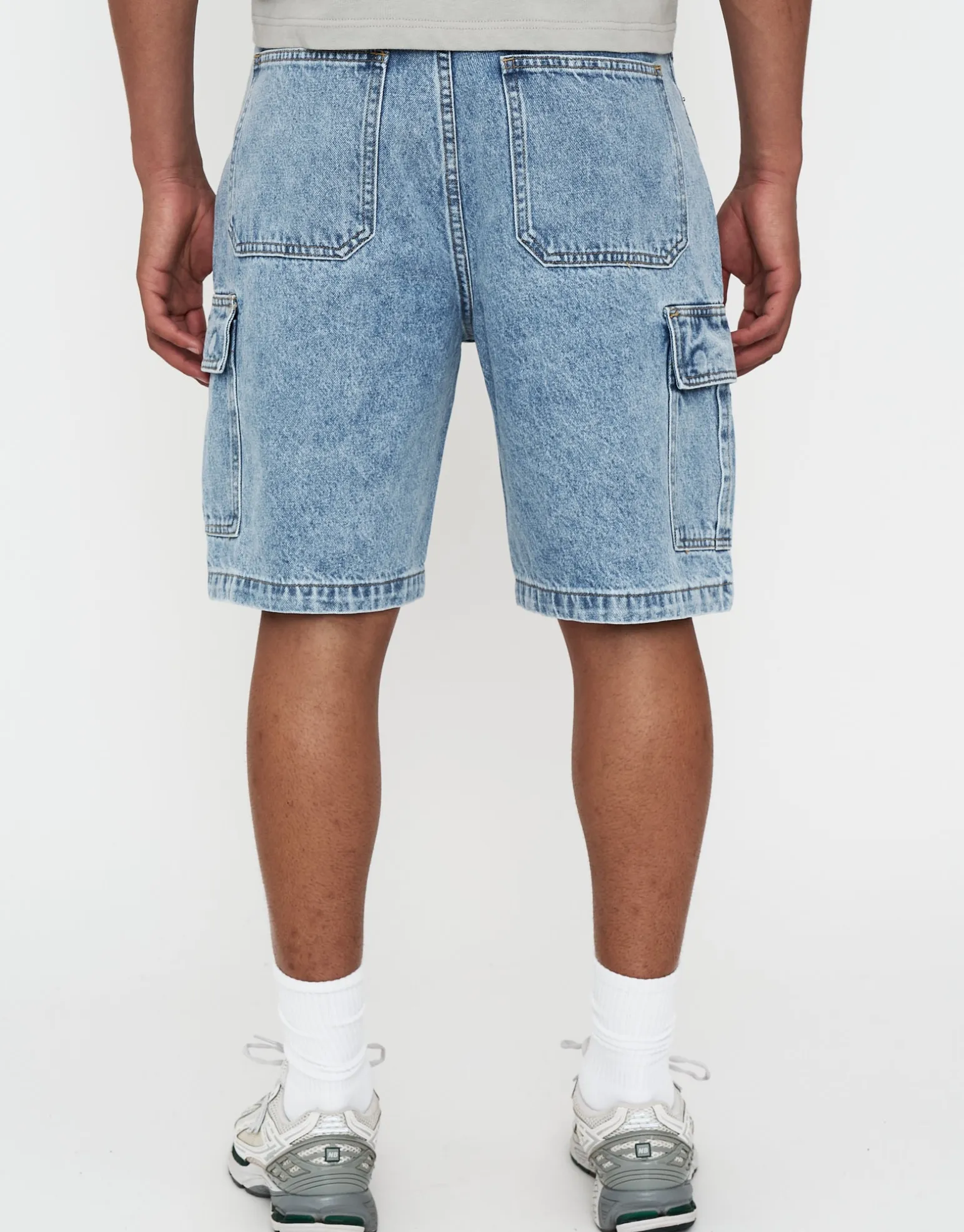 Relaxed Fit Cargo Jorts in Swill Blue