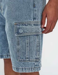 Relaxed Fit Cargo Jorts in Swill Blue