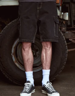 Relaxed Fit Cargo Jorts in Swill Blue