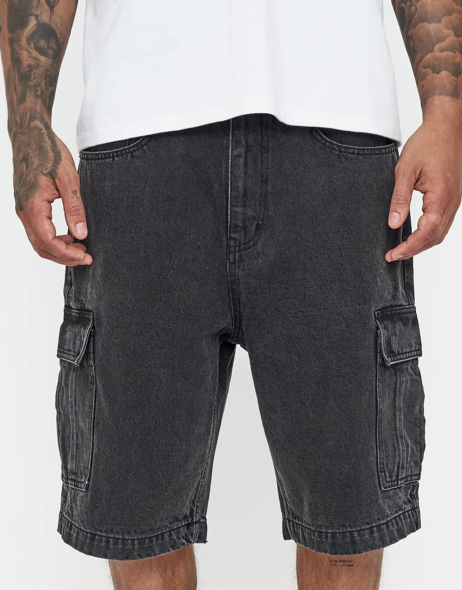 Relaxed Fit Cargo Jorts in Swill Blue