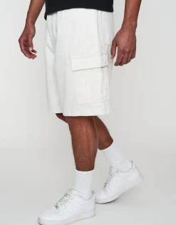 Relaxed Fit Cargo Jorts in Washed Black