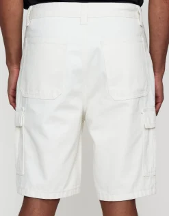 Relaxed Fit Cargo Jorts in Washed Black