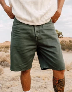 Relaxed Fit Denim Shorts in Faded Brown