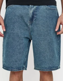 Relaxed Fit Denim Shorts in Faded Brown