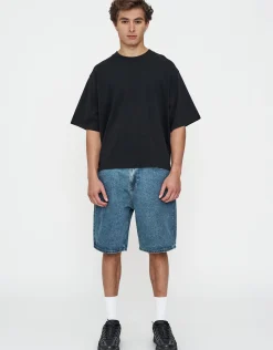 Relaxed Fit Denim Shorts in Grey