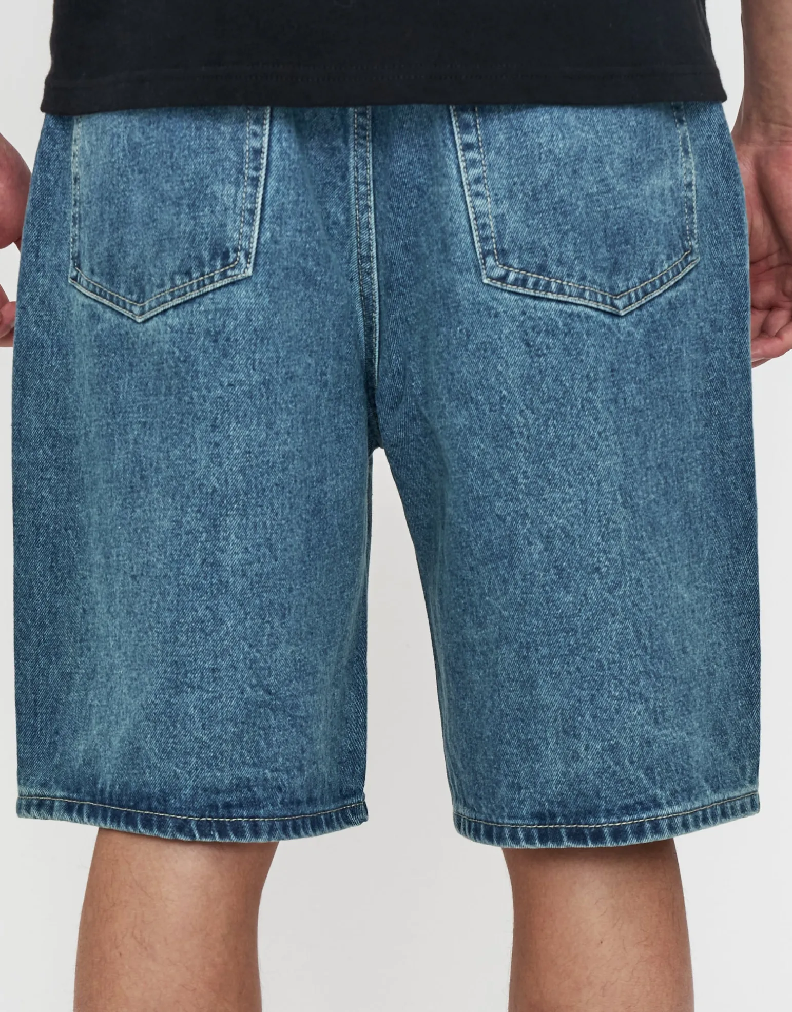 Relaxed Fit Denim Shorts in Jet Black