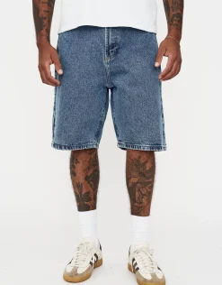 Relaxed Fit Denim Shorts in Khaki