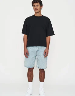 Relaxed Fit Denim Shorts in Khaki