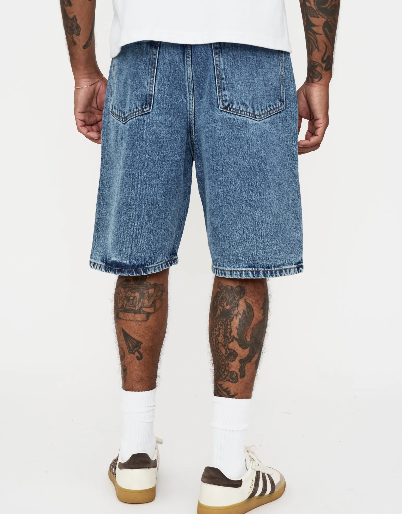Relaxed Fit Denim Shorts in Vintage Mid Blue