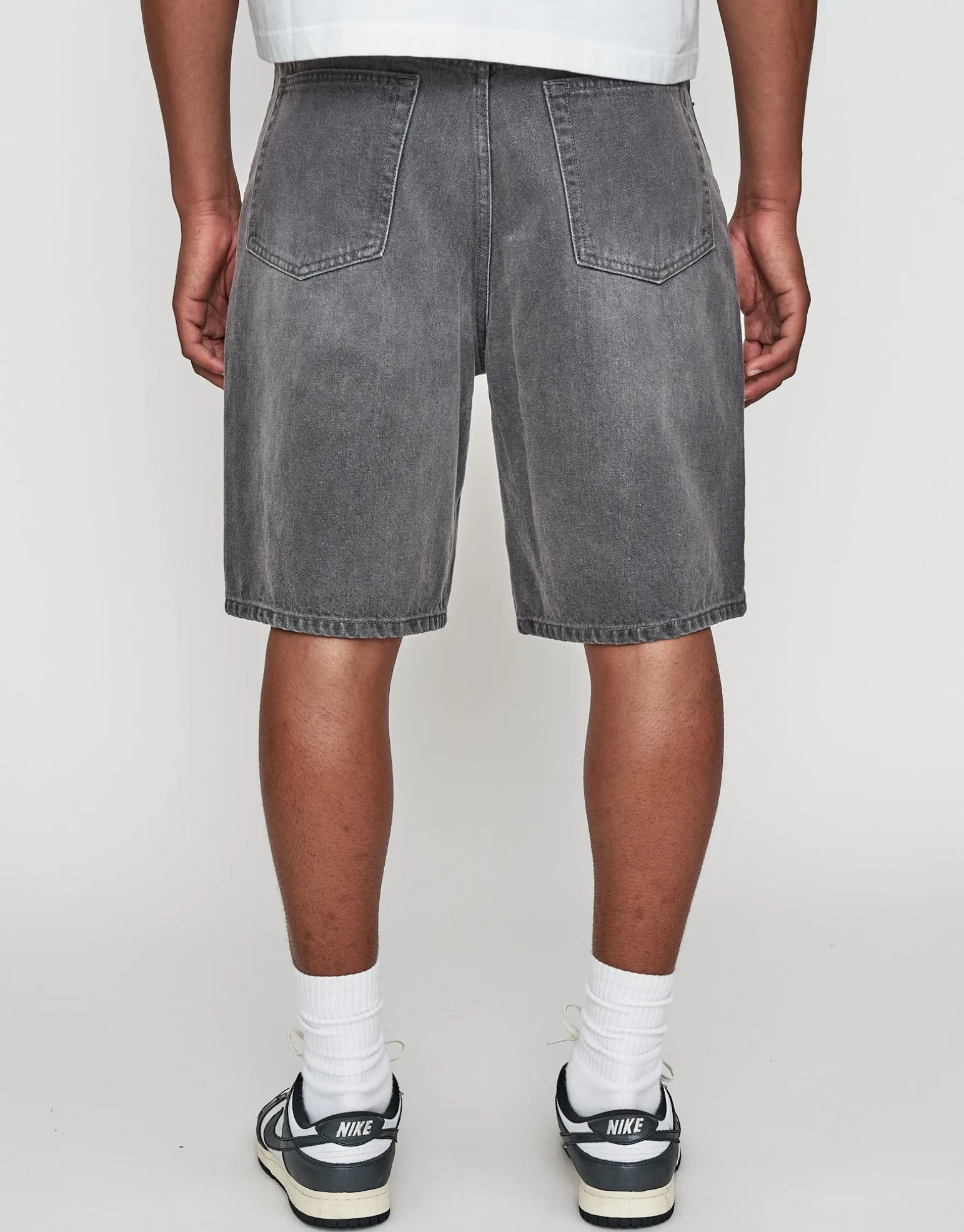 Relaxed Fit Denim Shorts in Washed Black