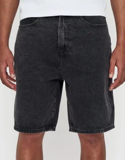 Relaxed Fit Denim Shorts in Washed Black