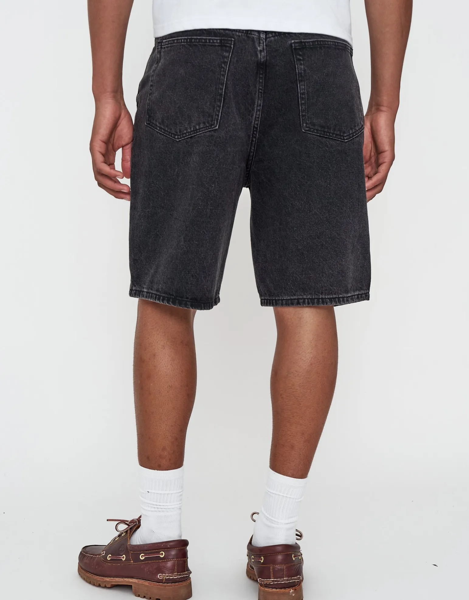 Relaxed Fit Denim Shorts in Washed Black