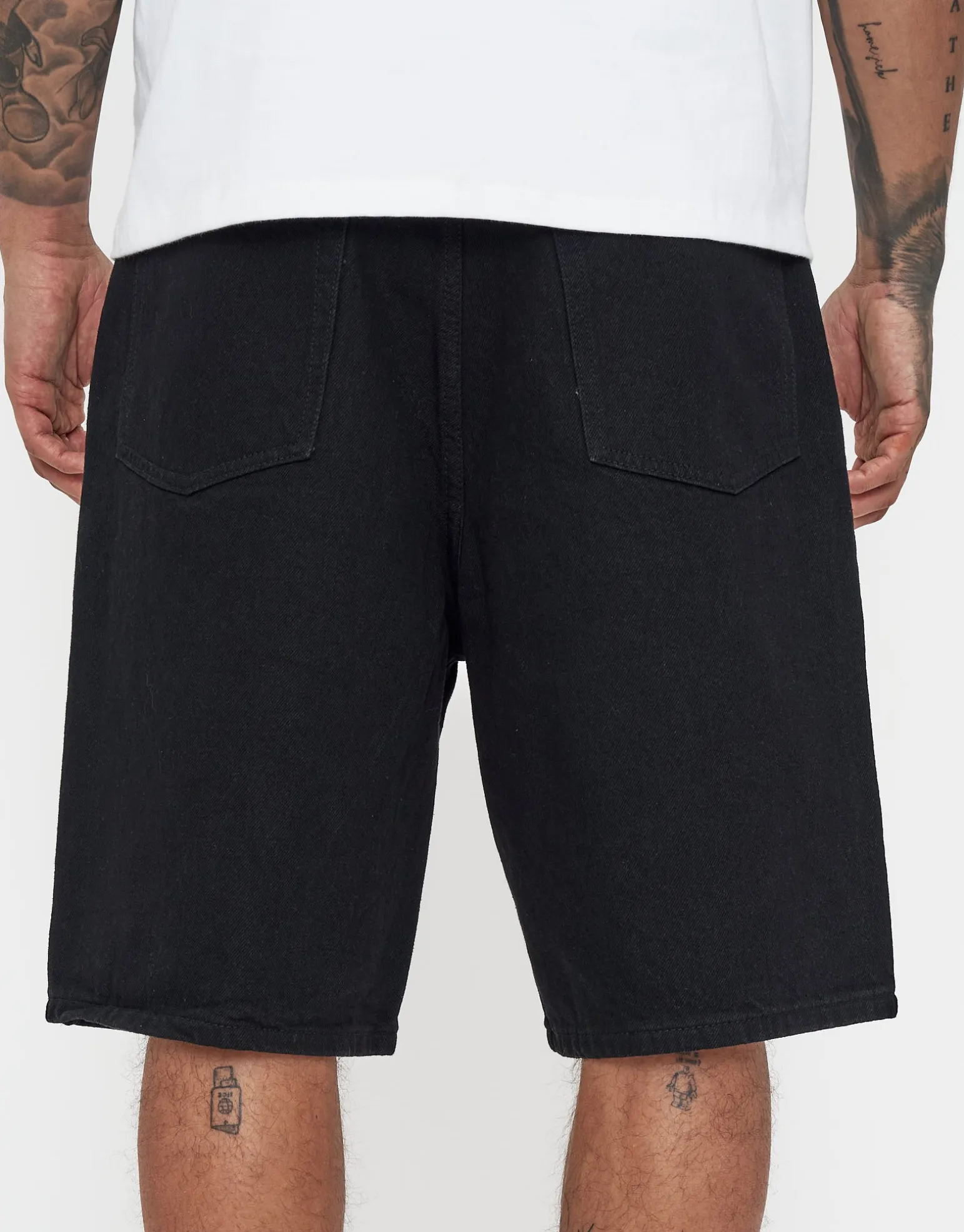 Relaxed Fit Denim Shorts in Washed Black