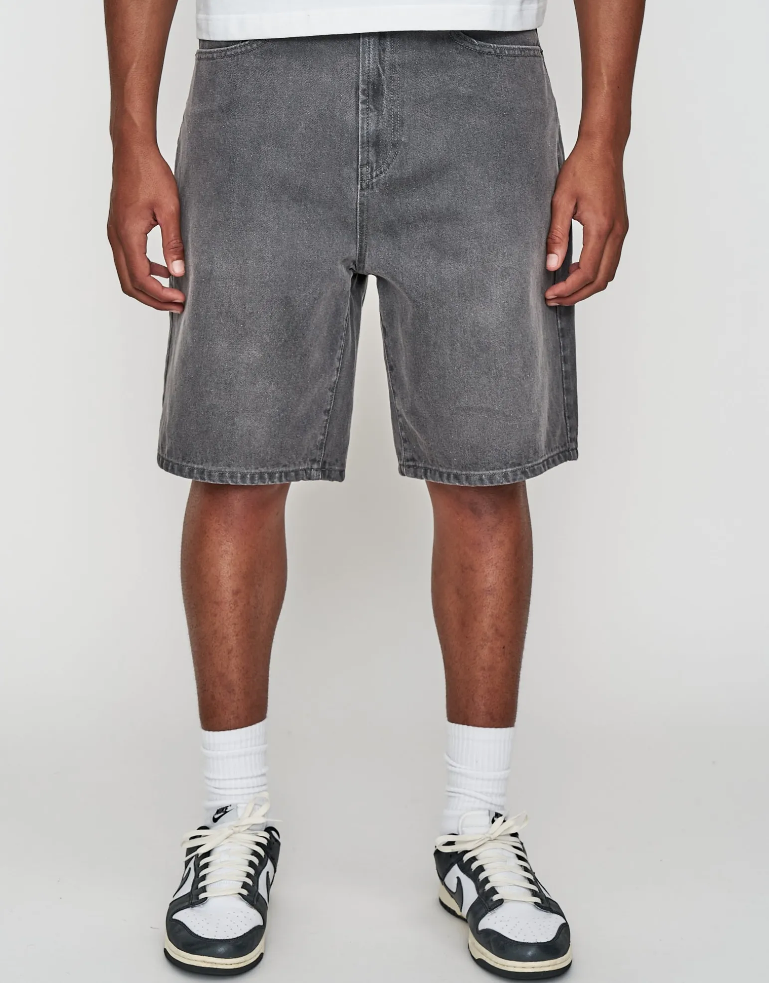 Relaxed Fit Denim Shorts in Washed Black