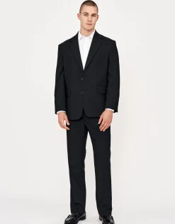 Relaxed Fit Pleated Dress Pants in Black