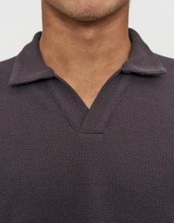 Relaxed Open Collar Polo in Ash Grey