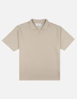 Relaxed Open Collar Polo in Ash Grey