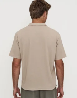 Relaxed Open Collar Polo in Ash Grey